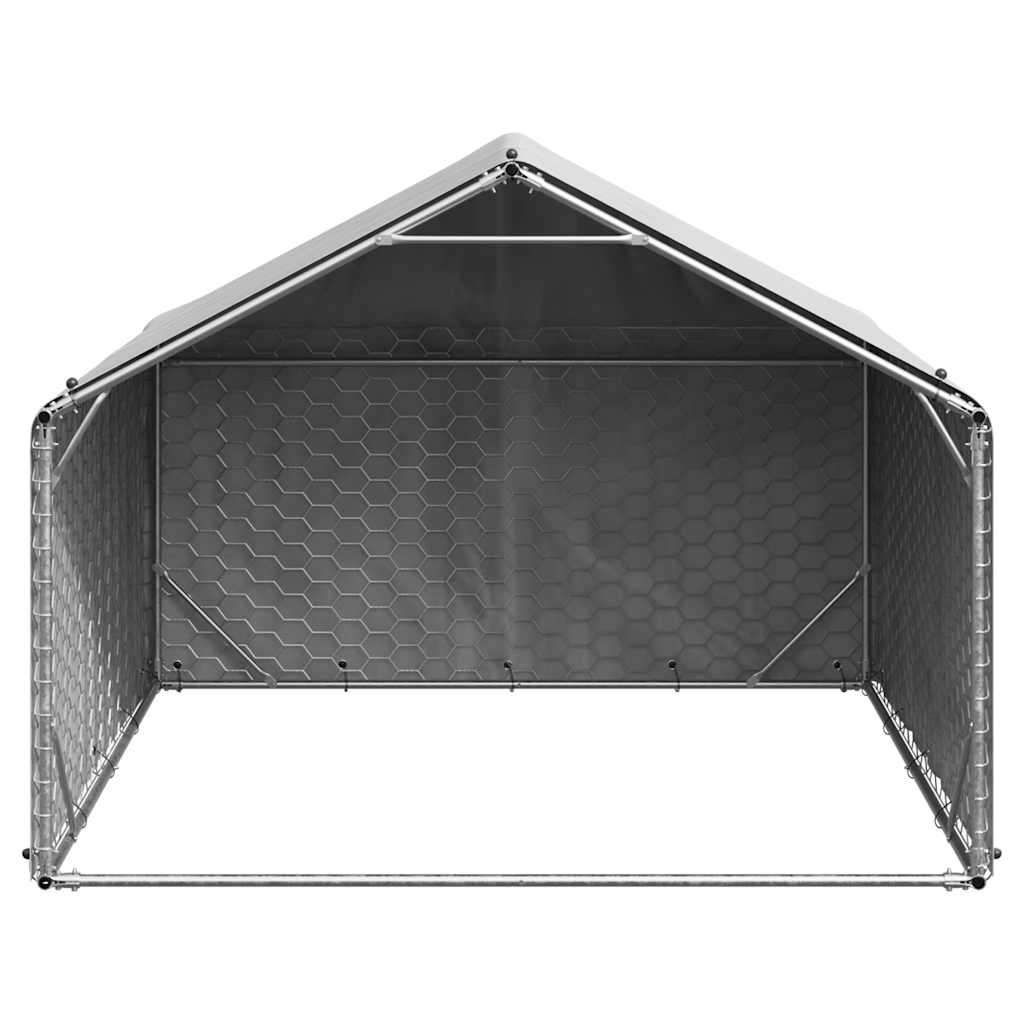 Caseta para perros de exterior con cubierta 2x2x1,5 m de acero galvanizado