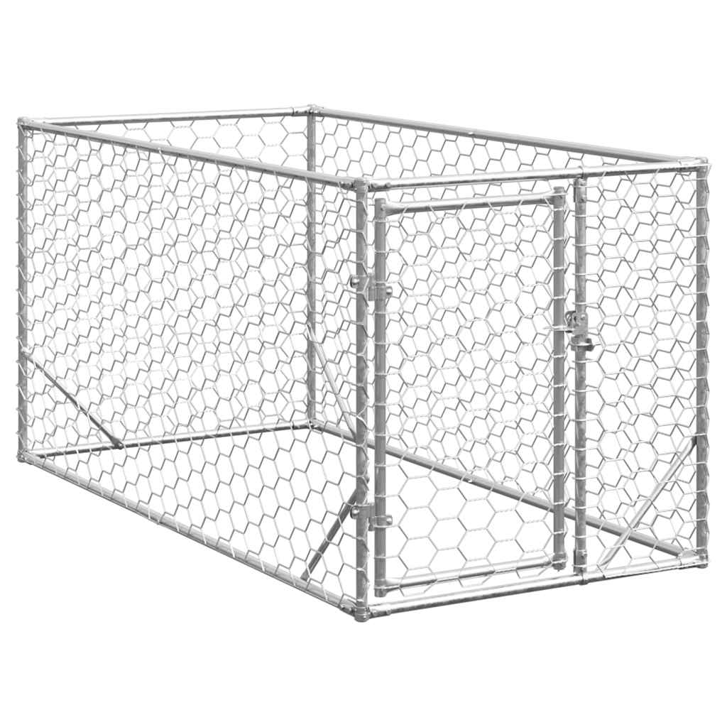 Caseta para perros de exterior con puerta 2x1x1 m de acero galvanizado