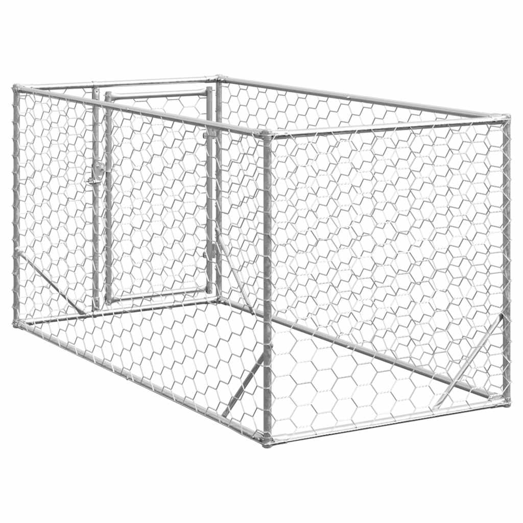 Caseta para perros de exterior con puerta 2x1x1 m de acero galvanizado