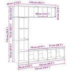 Estantería para libros 3 uds madera vieja madera de ingeniería