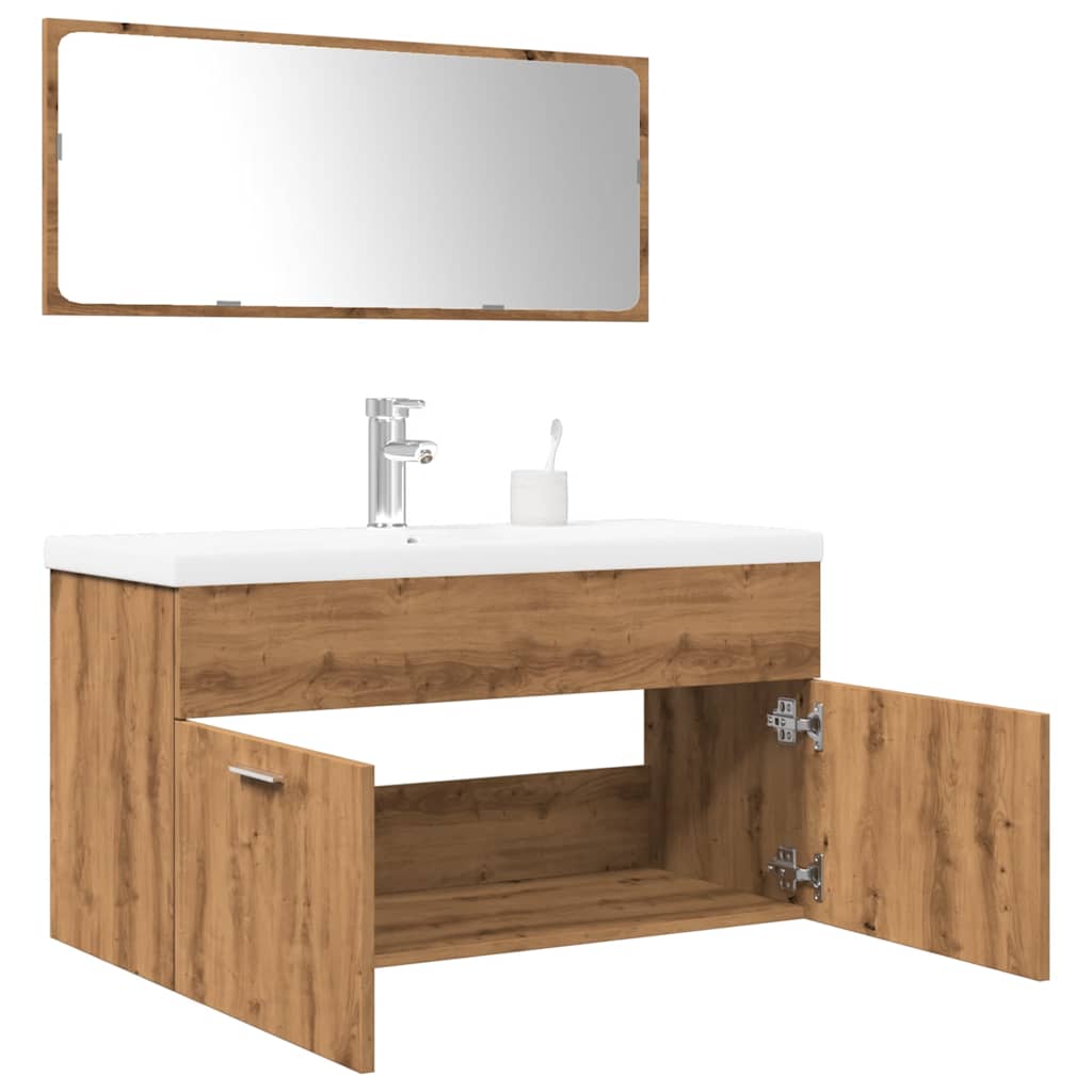 Conjunto de muebles de baño 2 piezas madera maciza de mango