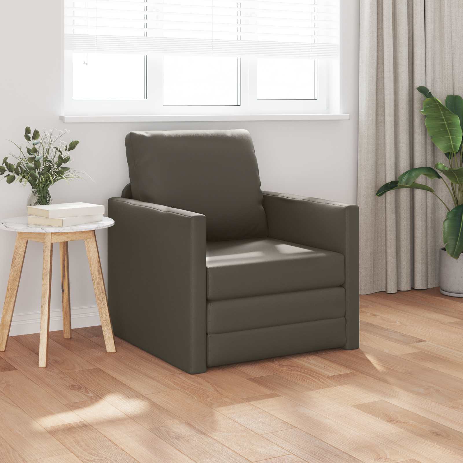 Sofa bed 60cm Cappuccino Faux leather