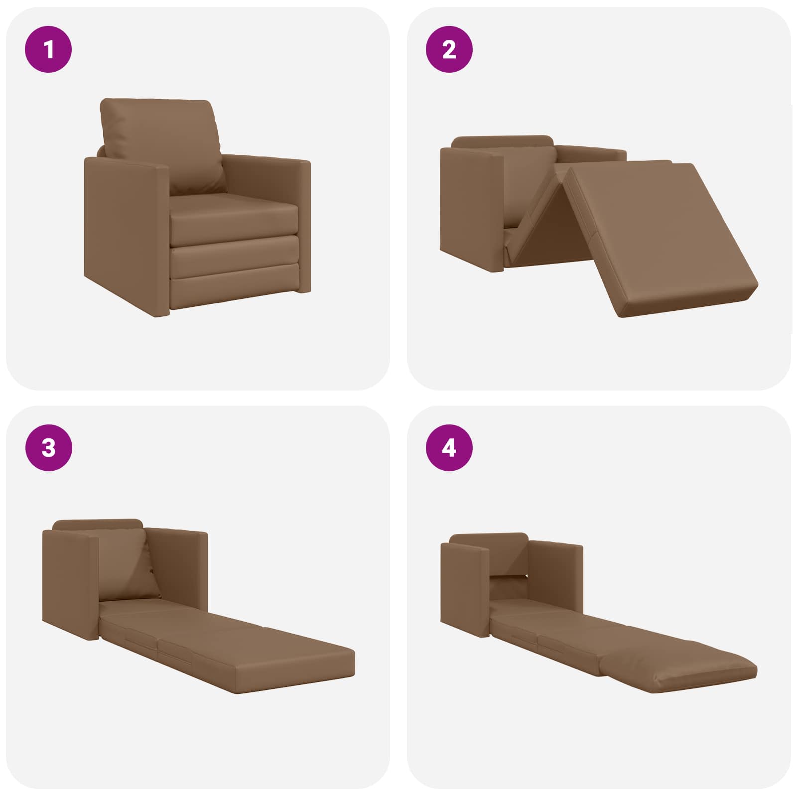 Sofá cama 60cm Capuchino Cuero artificial