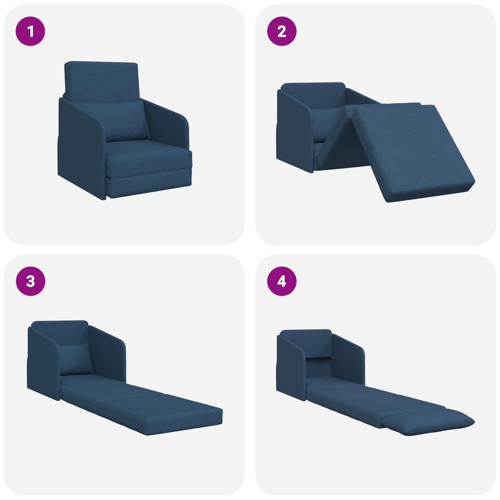 Sofá cama Azul 65 x 80 x 83 cm tela