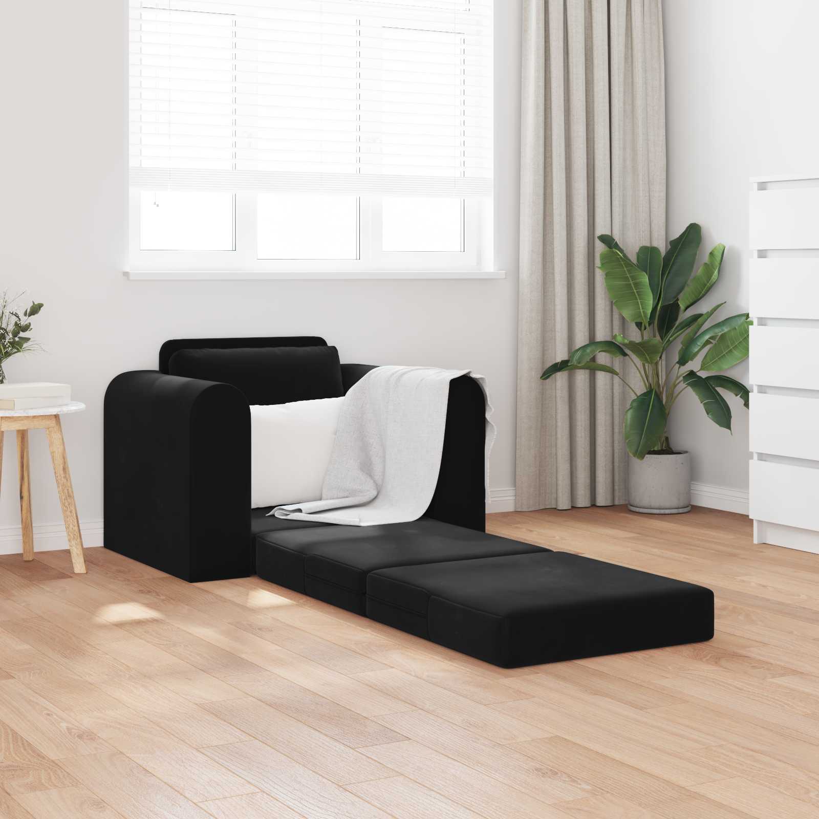 Velvet Yellow Sofa Bed 148 x 71 x 83 cm