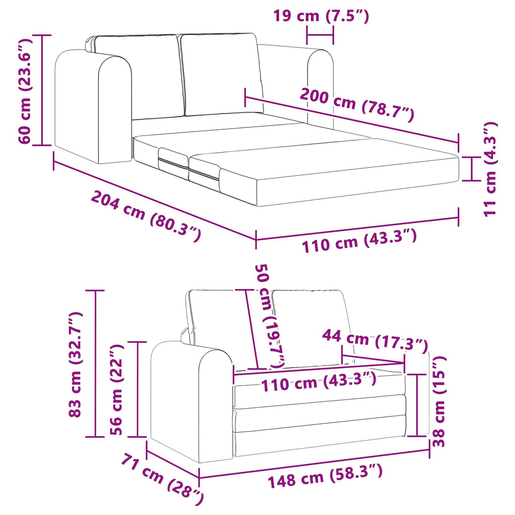 Sofá cama 60cm Amarillo oscuro tela