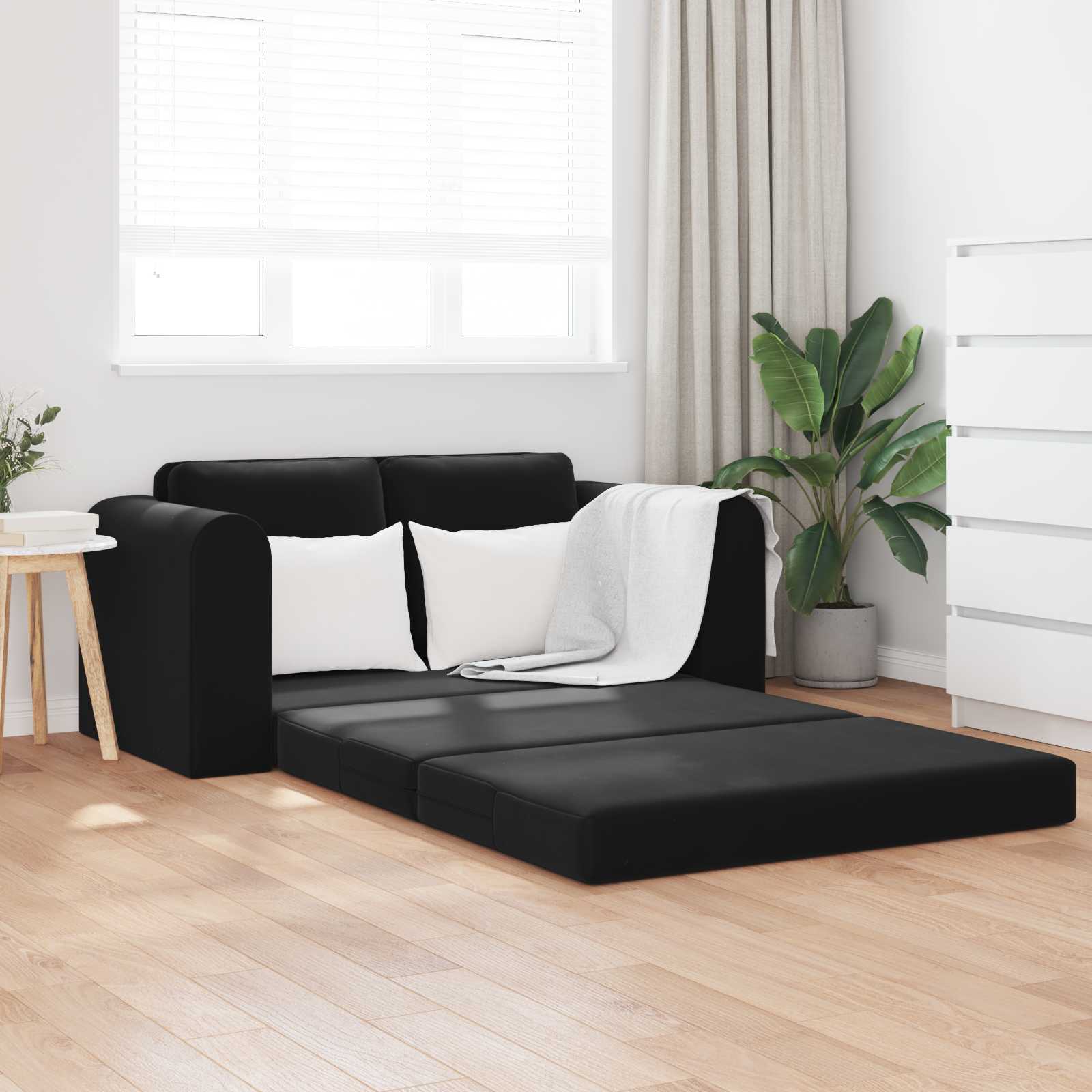 Velvet Yellow Sofa Bed 148 x 71 x 83 cm