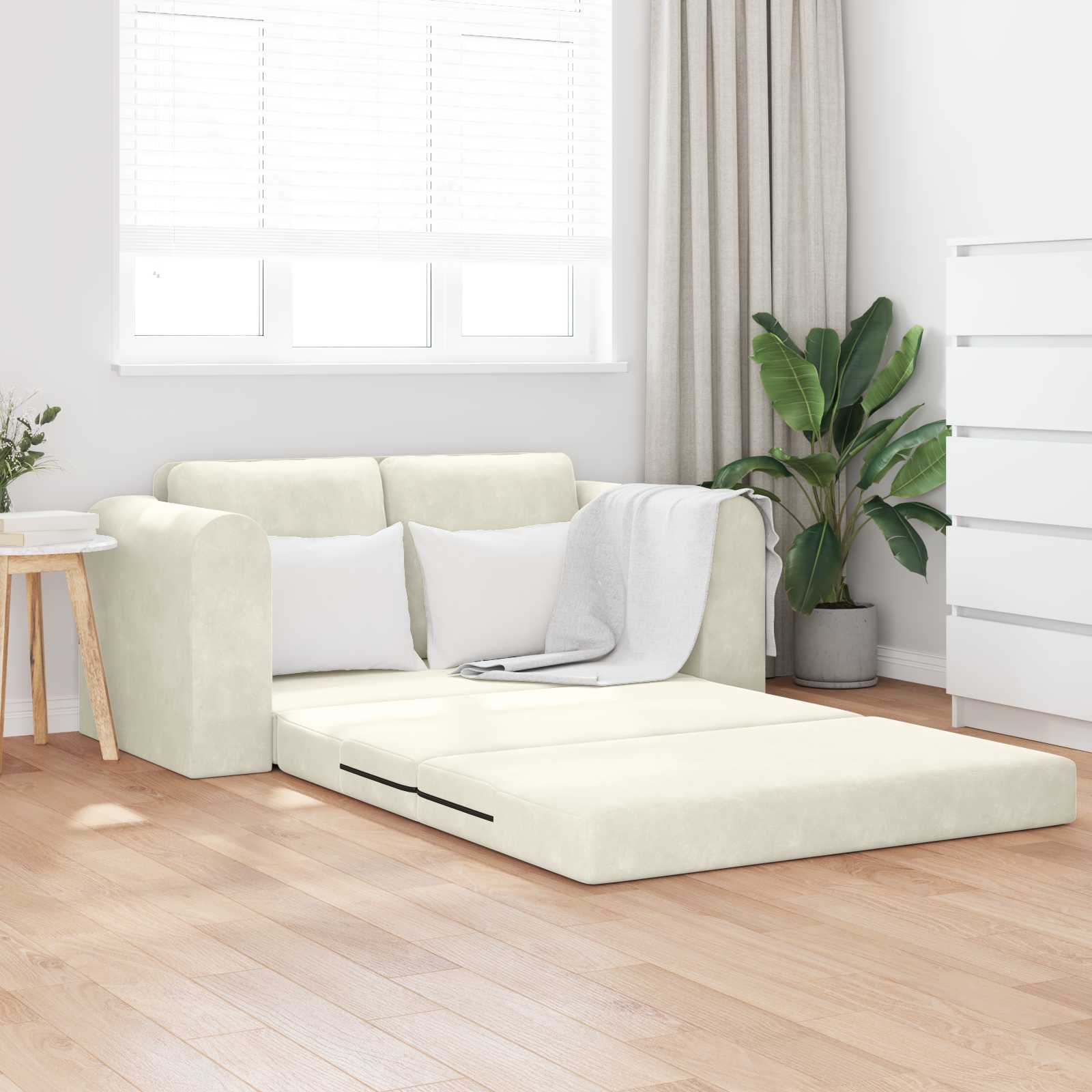 Velvet Yellow Sofa Bed 148 x 71 x 83 cm