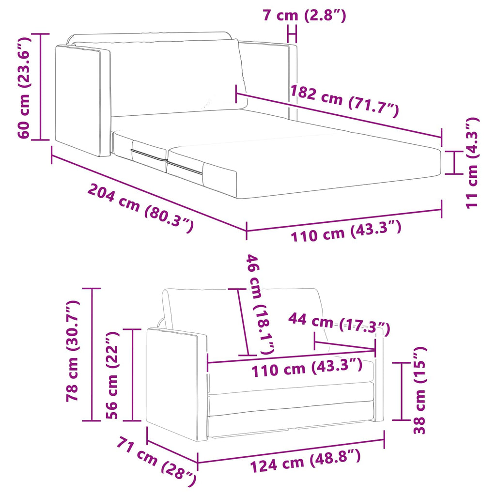Sofá cama 110cm Amarillo oscuro tela