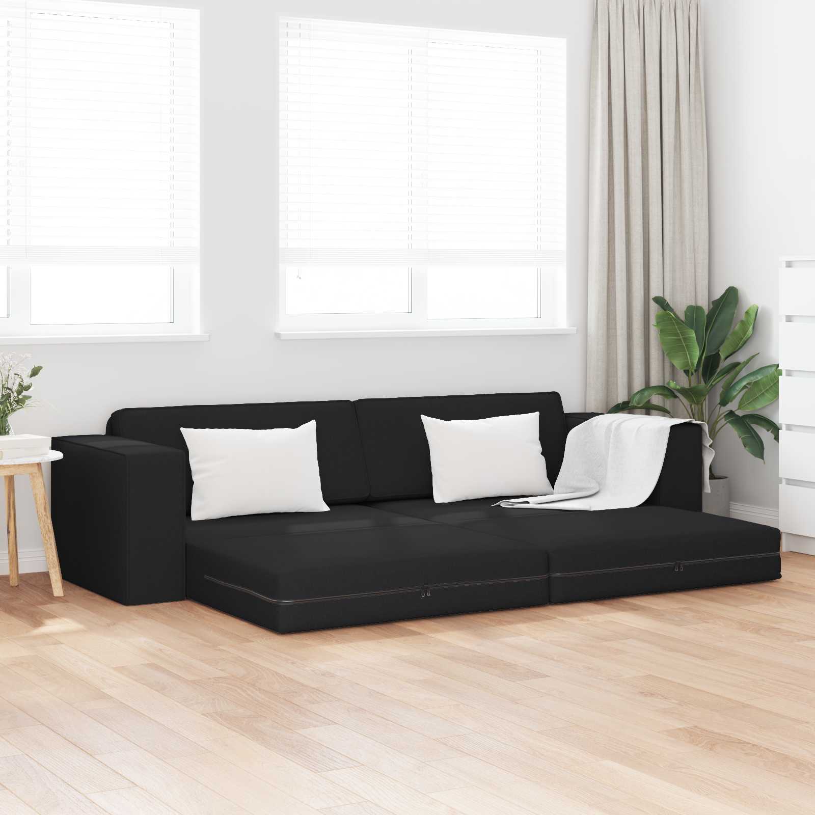 Dark Yellow Sofa Bed 245 x 78 x 77 cm fabric