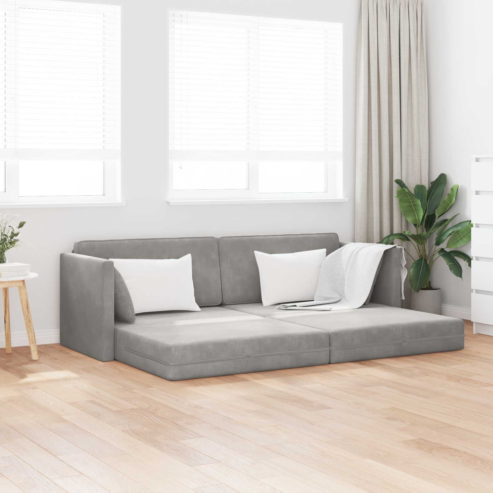 Sofá-cama de piso Amarillo 213 x 70 x 77 cm Terciopelo