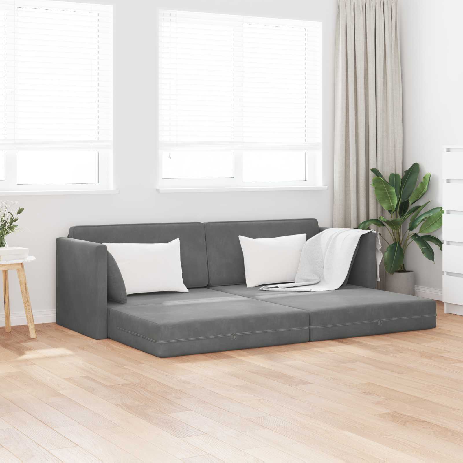 Sofá-cama de piso Amarillo 213 x 70 x 77 cm Terciopelo