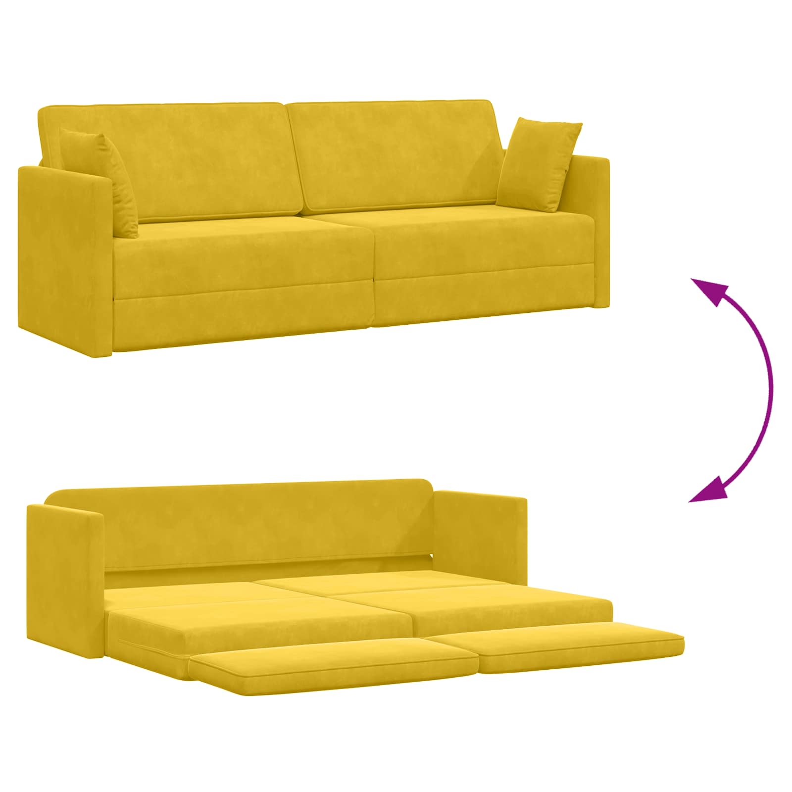 Sofá-cama de piso Amarillo 213 x 70 x 77 cm Terciopelo