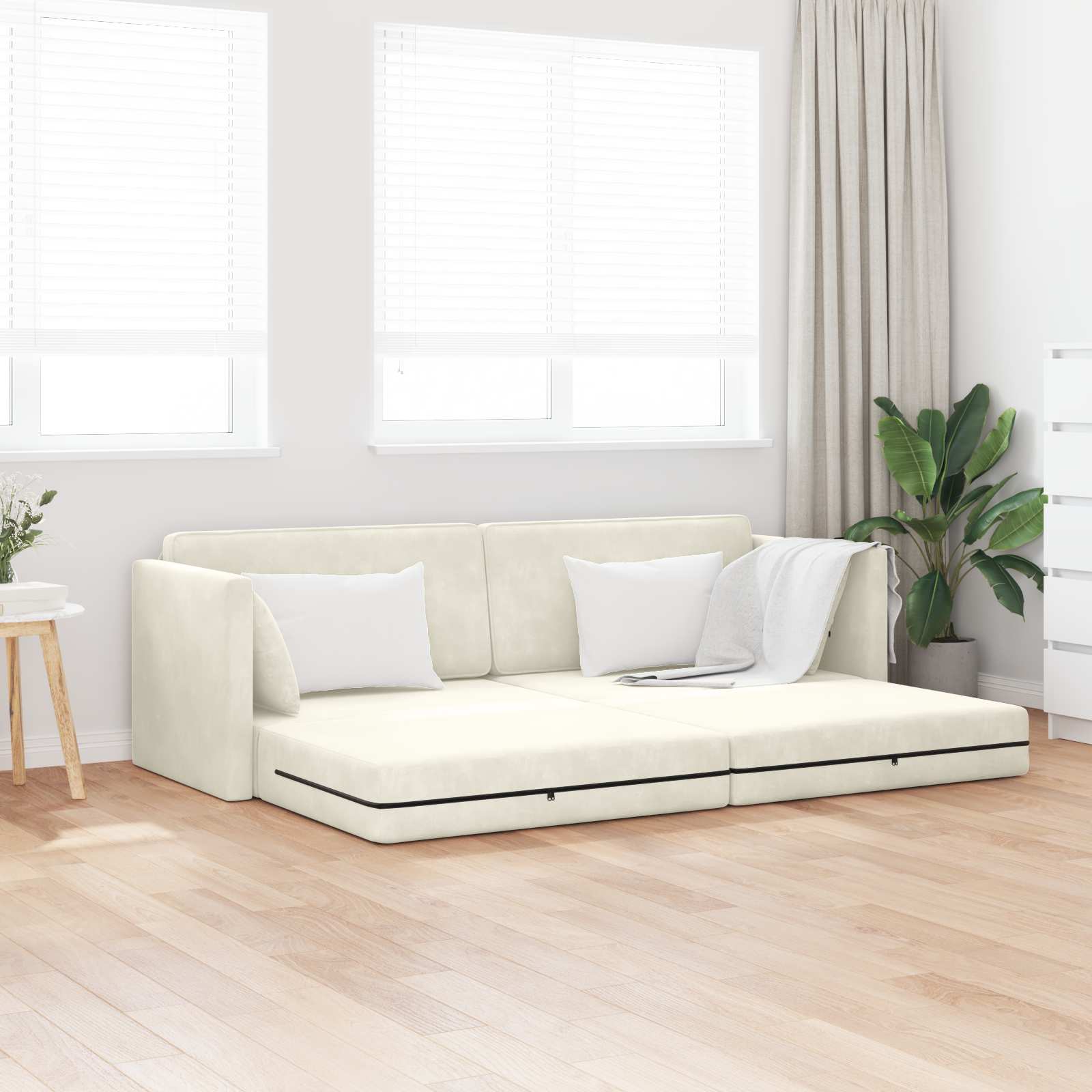 Sofá-cama de piso Amarillo 213 x 70 x 77 cm Terciopelo