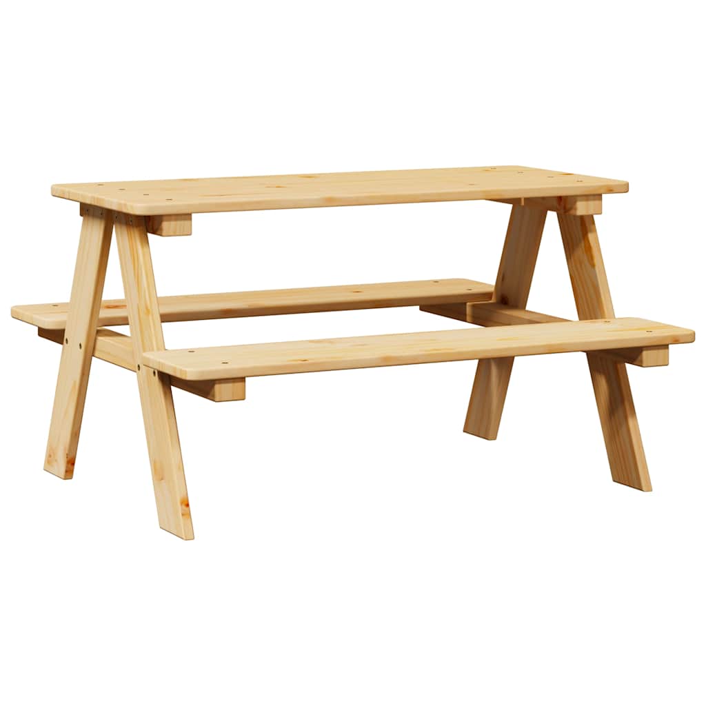 Mesa infantil con bancos "IRUN" 90x79,5x50 cm madera maciza