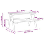 Mesa infantil con bancos "IRUN" 90x79,5x50 cm madera maciza