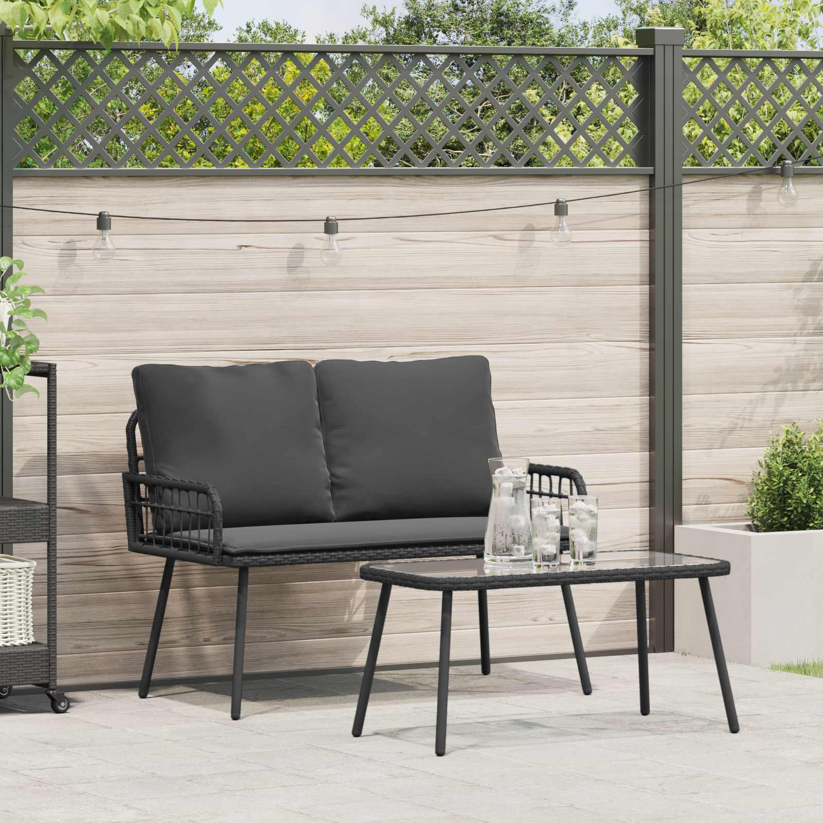 Conjunto de Comedor de Jardín 2 pcs Natural ratán sintético