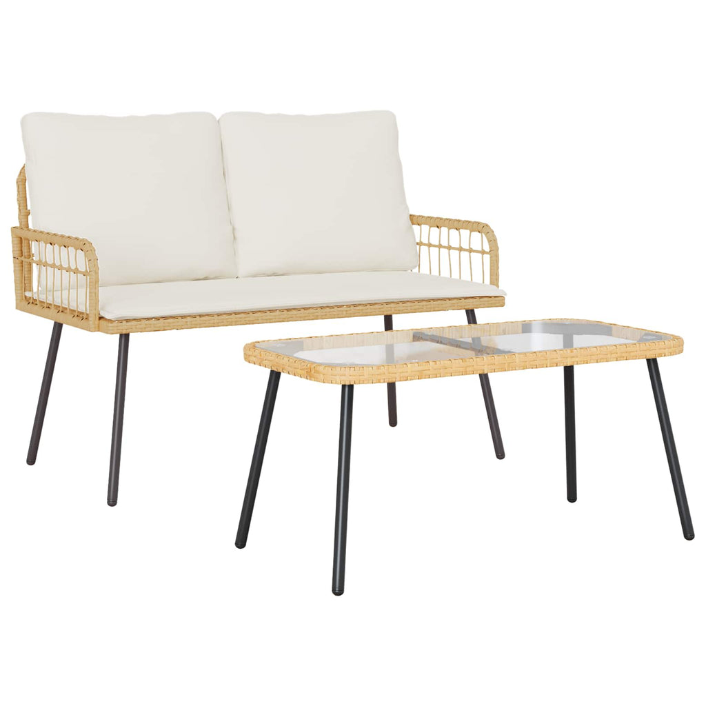 Conjunto de Comedor de Jardín 2 pcs Natural ratán sintético