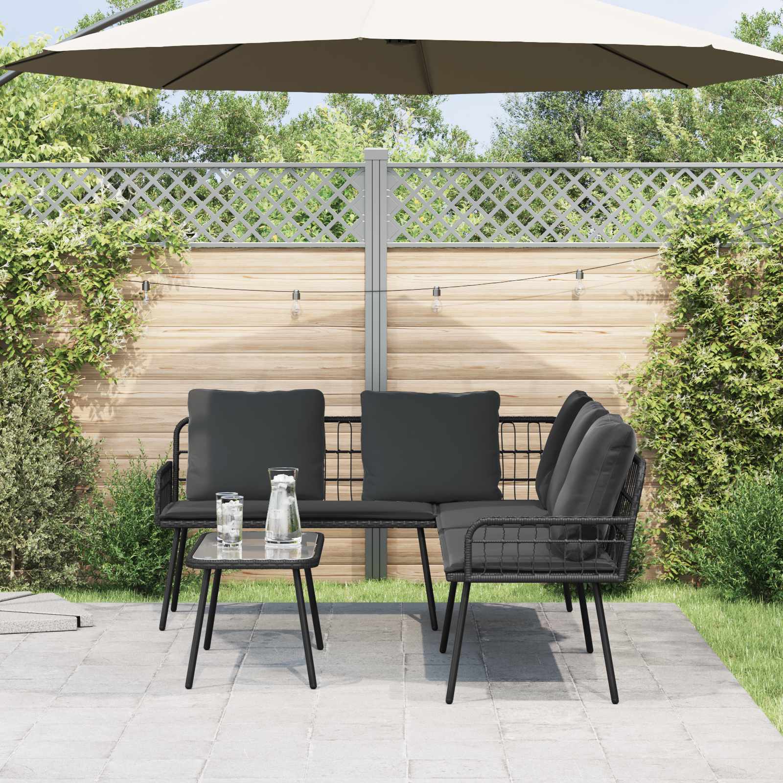 Conjunto de sofás de jardín 2 pcs Natural ratán sintético