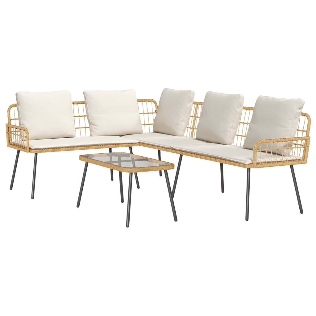 Conjunto de sofás de jardín 2 pcs Natural ratán sintético