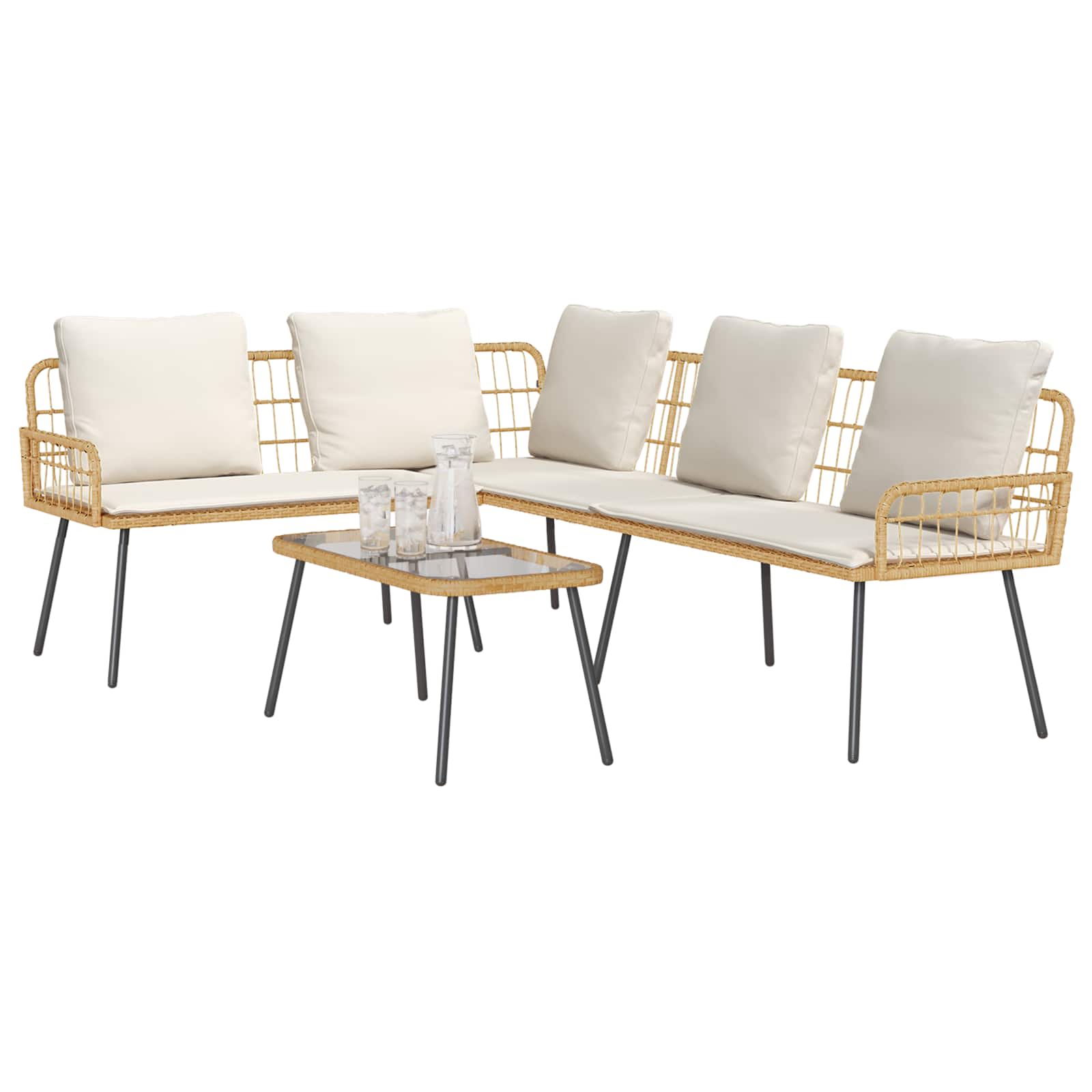 Conjunto de sofás de jardín 2 pcs Natural ratán sintético