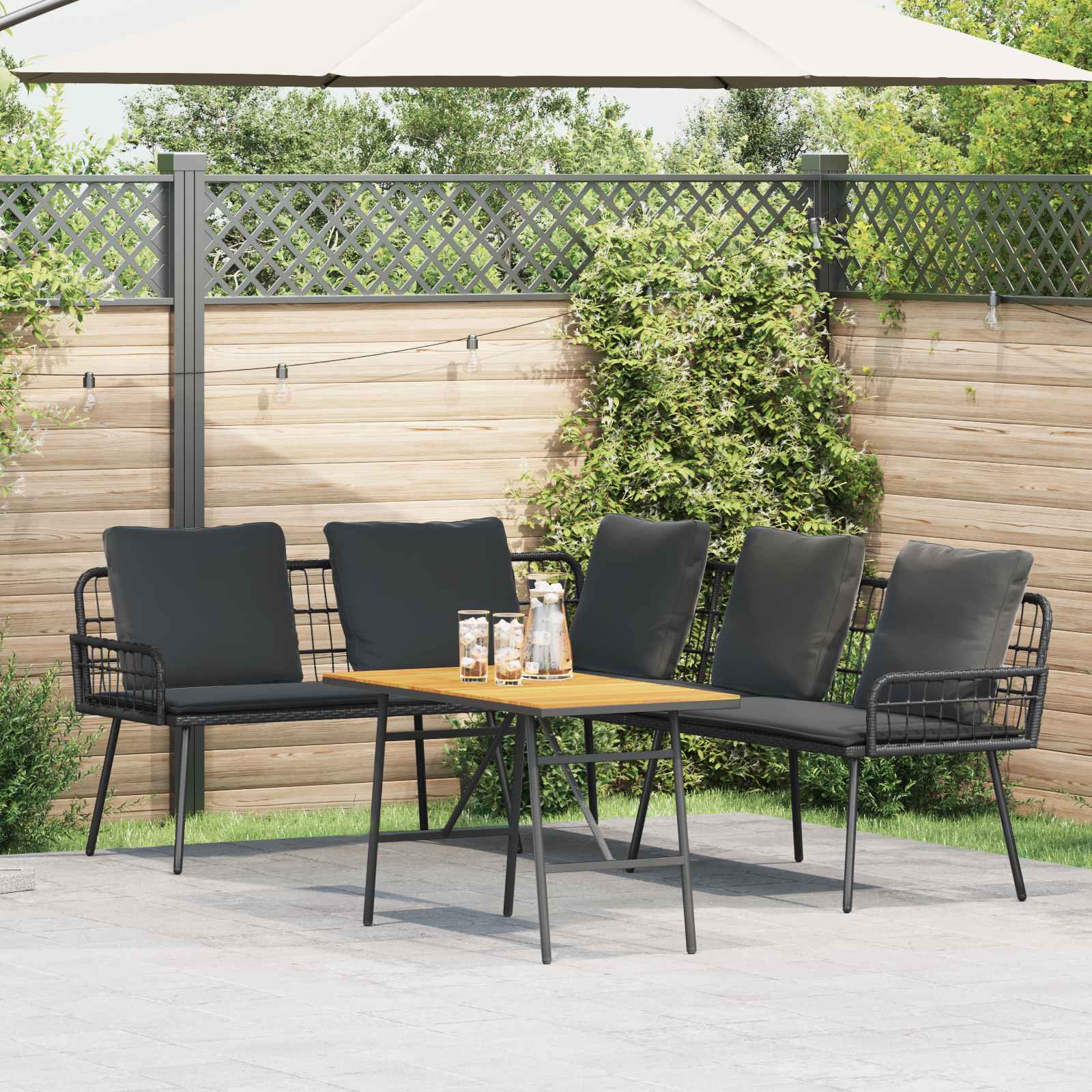 Conjunto de sofás de jardim 2 peças Bege vime sintético