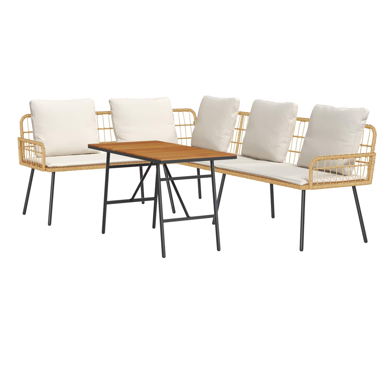 Conjunto de sofás de jardín 2 pcs Beige ratán sintético