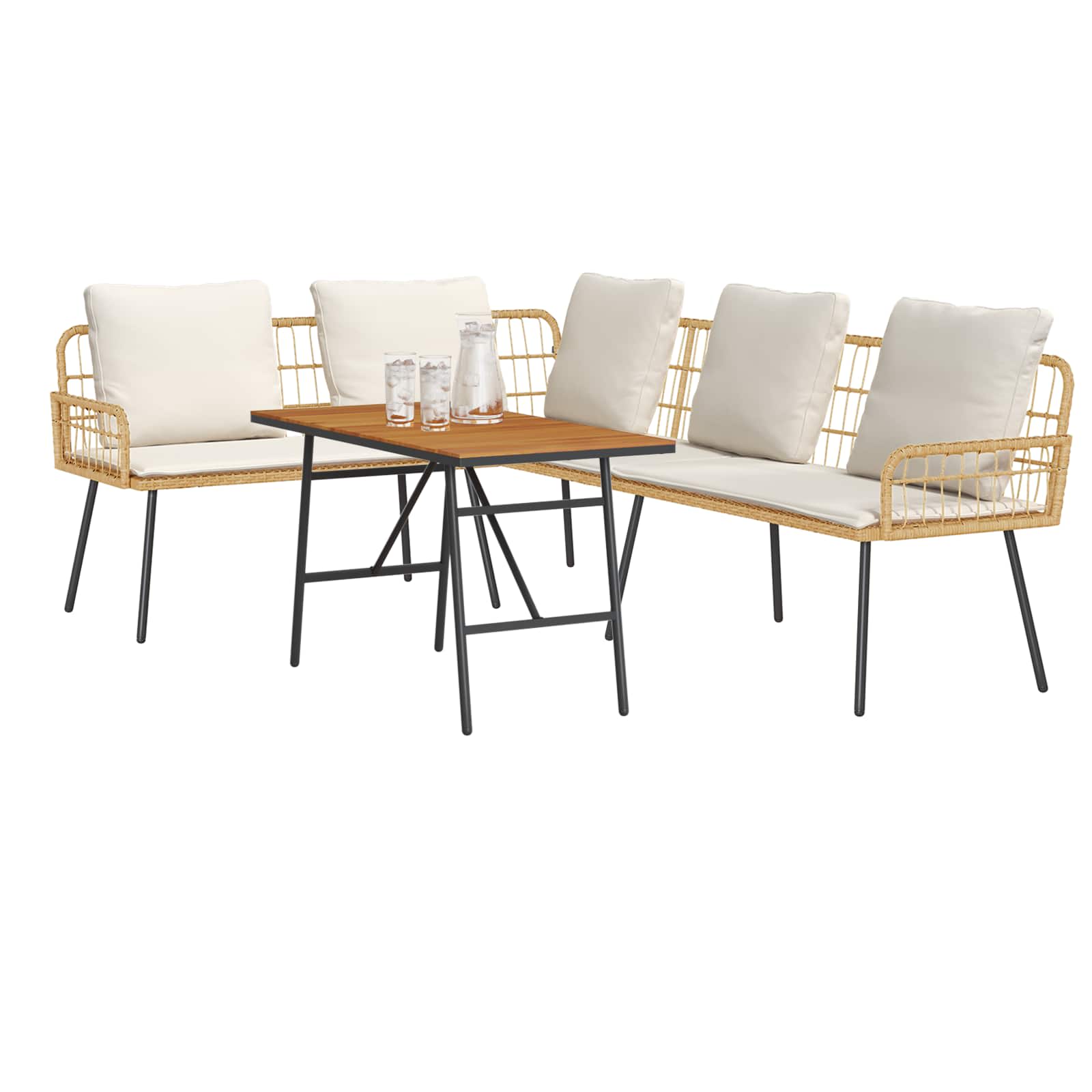 Conjunto de sofás de jardín 2 pcs Beige ratán sintético