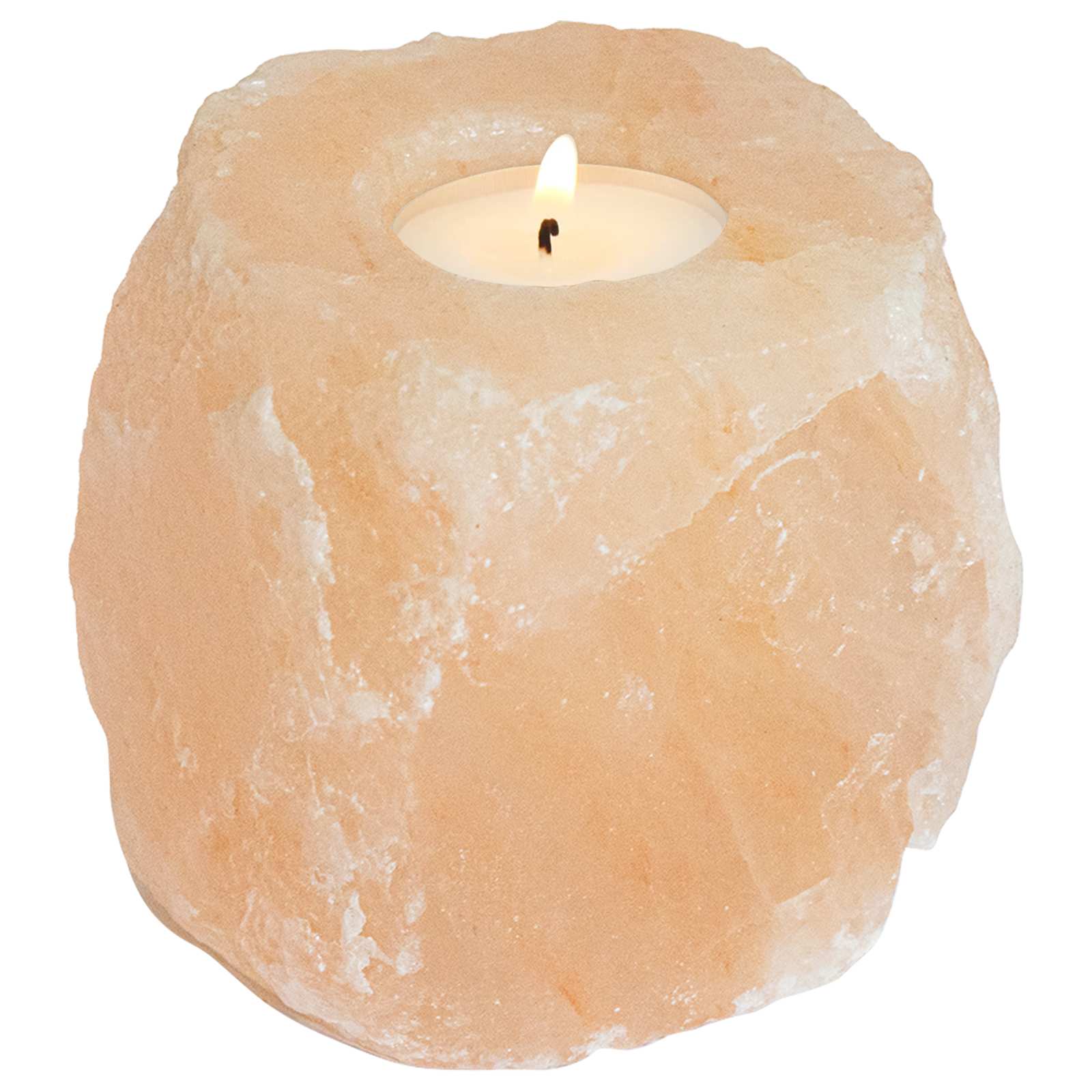 Portavelas de piedra sal Rosa Sal de Roca