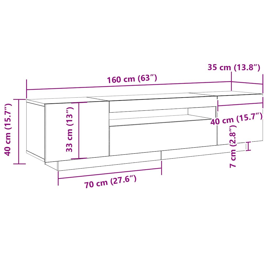 Mueble de TV Negro 160 x 35 x 40 cm Madera de ingeniería