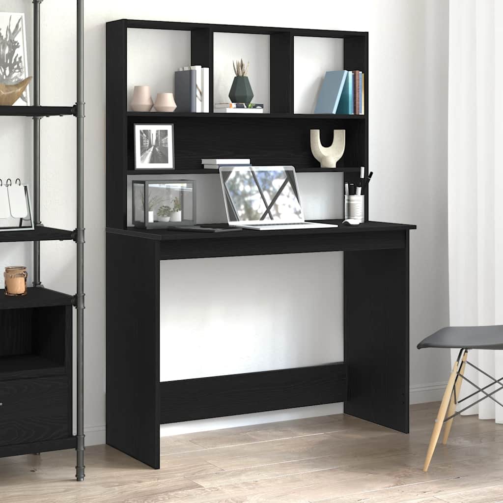 Sonoma Grey Plywood Desk with Shelves 102x45x148cm