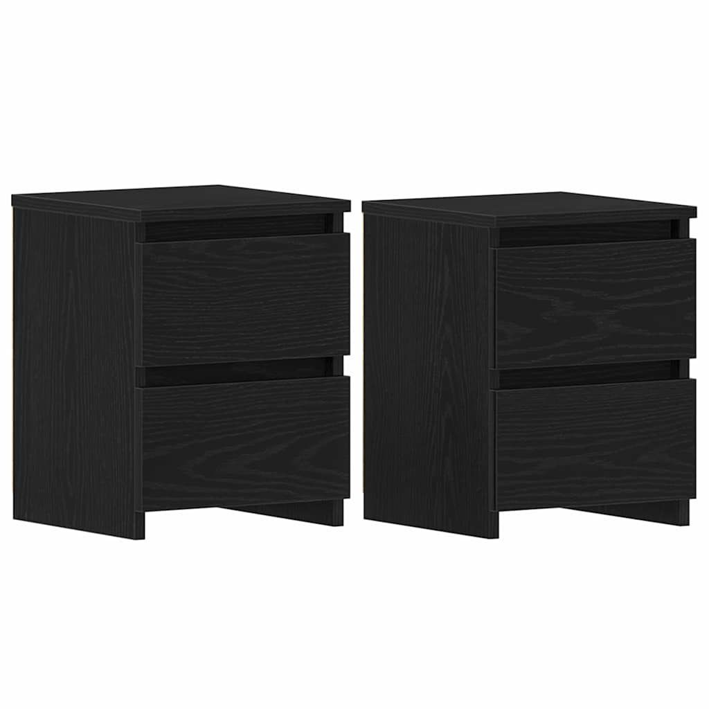 Armario de Noche con cajón 2 pcs Roble Negro 30 x 30 x 40 cm