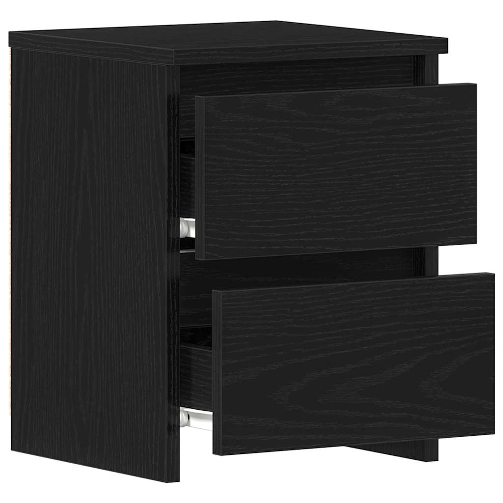 Armario de Noche con cajón 2 pcs Roble Negro 30 x 30 x 40 cm