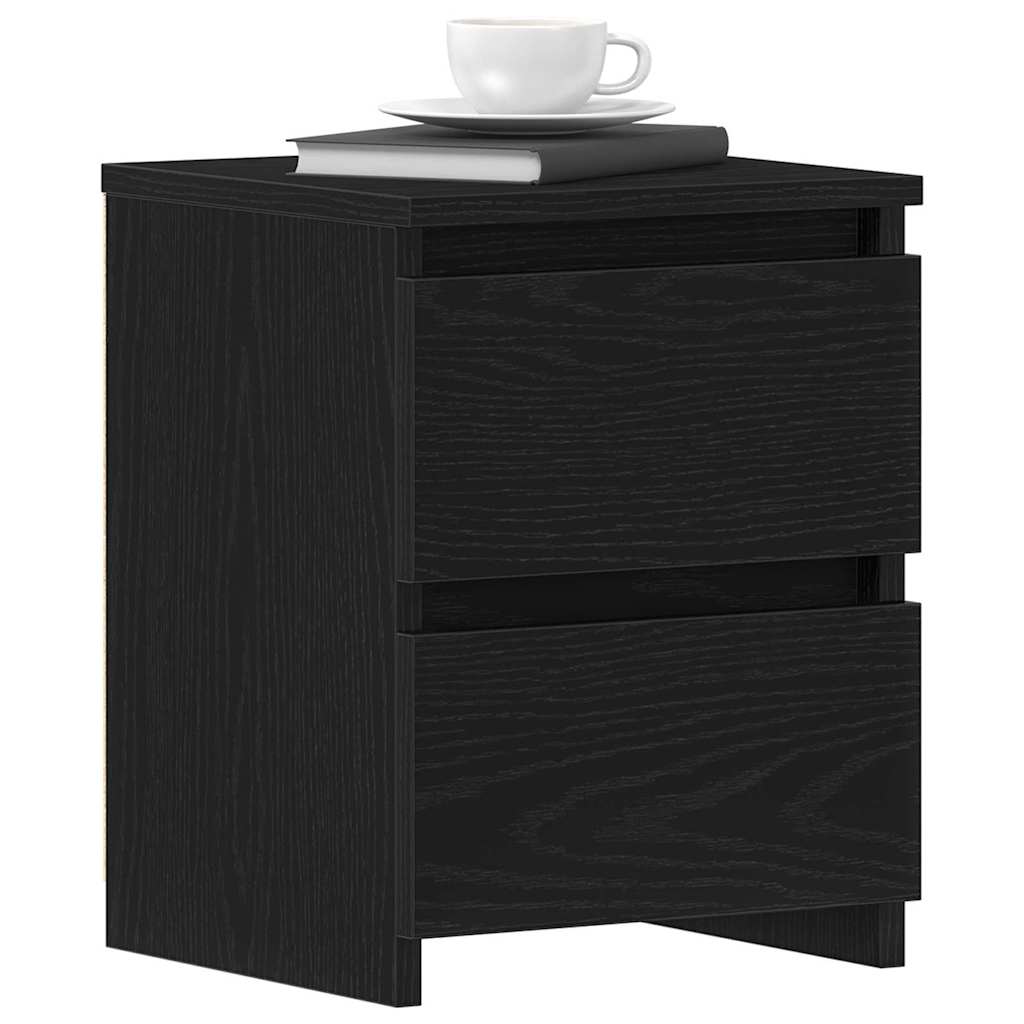 Armario de Noche con cajón 2 pcs Roble Negro 30 x 30 x 40 cm