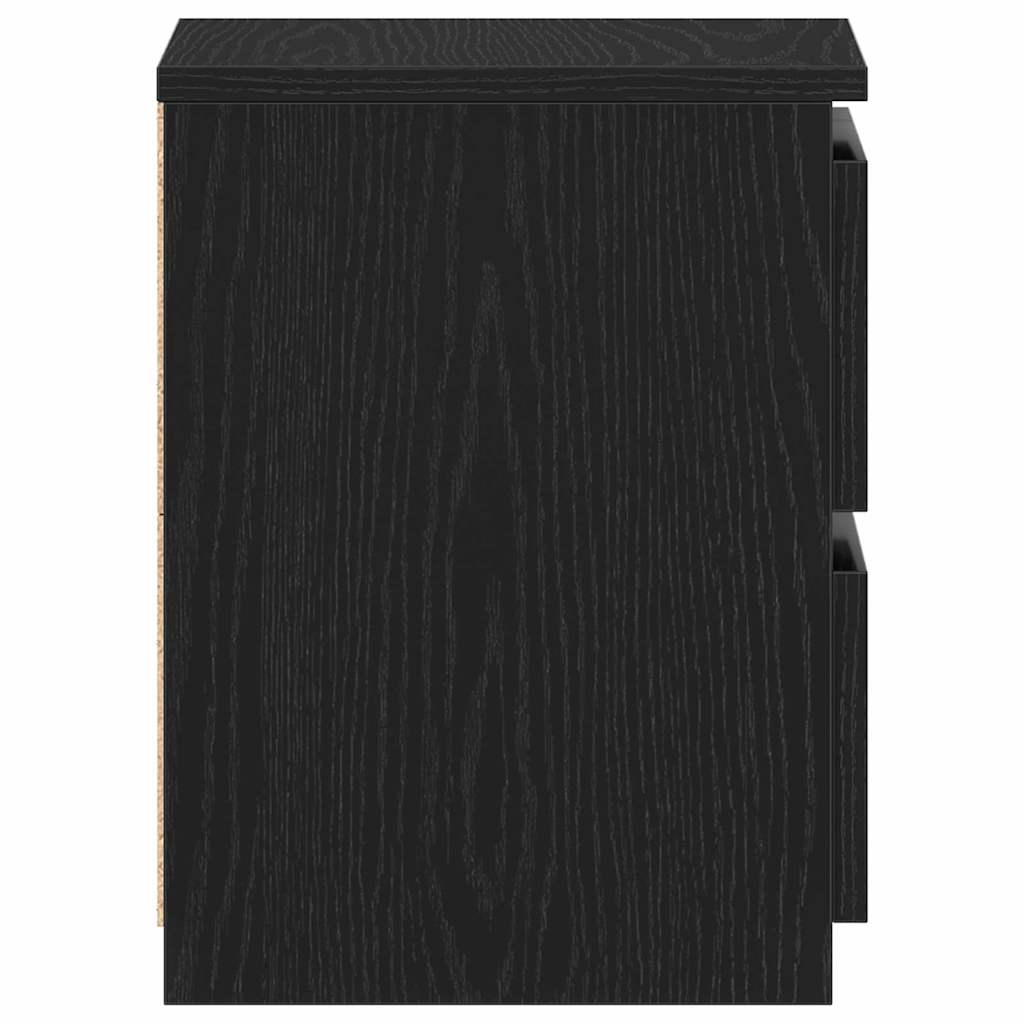 Armario de Noche con cajón 2 pcs Roble Negro 30 x 30 x 40 cm