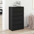 Cómoda de madera contrachapada roble negro 60x36x103 cm