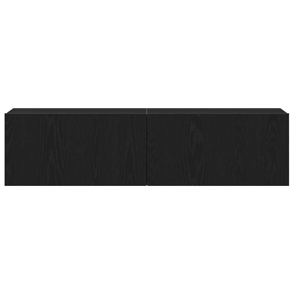 Mueble de TV de madera de roble negro 120x30x30,5 cm