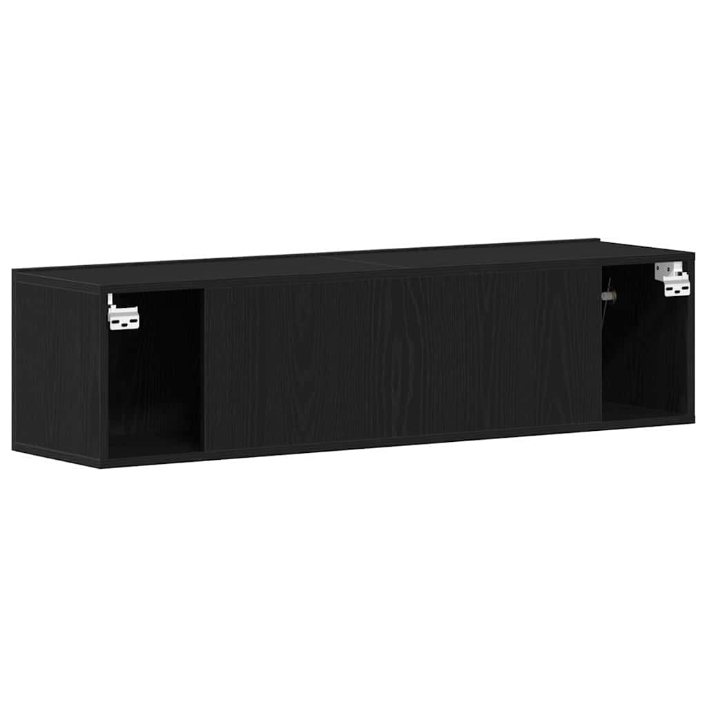 Mueble de TV de madera de roble negro 120x30x30,5 cm