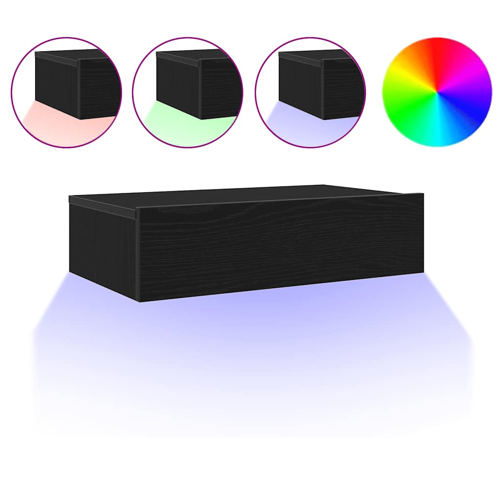 Muebles de TV con luces LED (2 unidades), roble negro, 60 x 35 x 15,5 cm