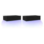 Muebles de TV con luces LED (2 unidades), roble negro, 60 x 35 x 15,5 cm