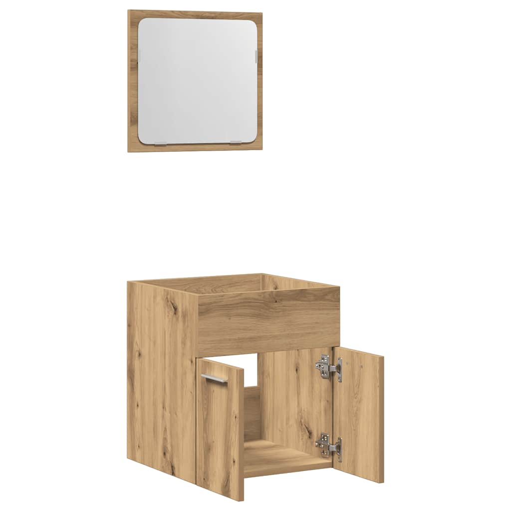 Juego de muebles baño 2 piezas madera ingeniería roble artisan