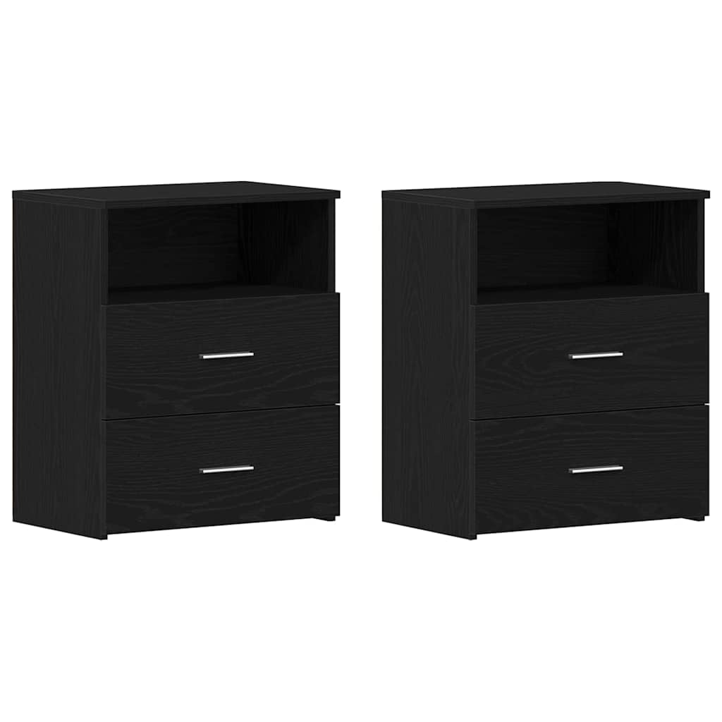 Mesita de Noche con cajón 2 pcs Roble Negro 50 x 32 x 60cm