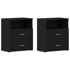 Mesita de Noche con cajón 2 pcs Roble Negro 50 x 32 x 60cm