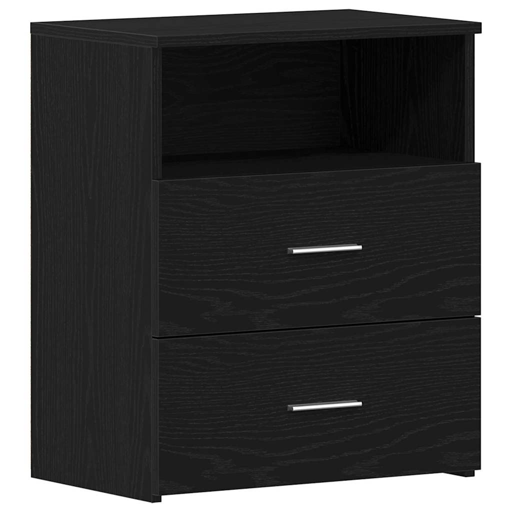Mesita de Noche con cajón 2 pcs Roble Negro 50 x 32 x 60cm