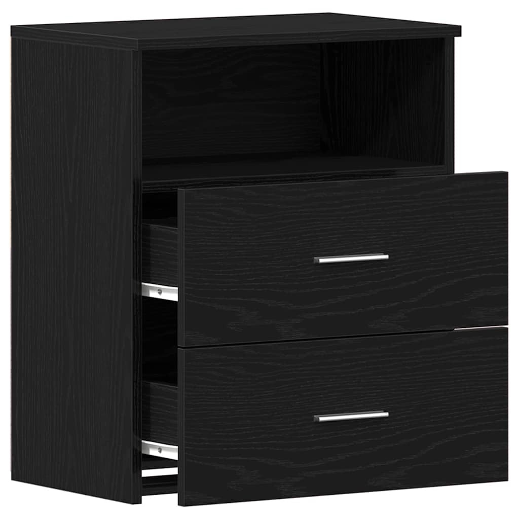 Mesita de Noche con cajón 2 pcs Roble Negro 50 x 32 x 60cm