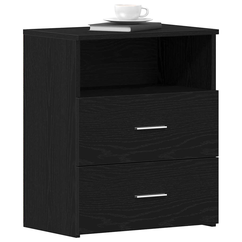 Mesita de Noche con cajón 2 pcs Roble Negro 50 x 32 x 60cm