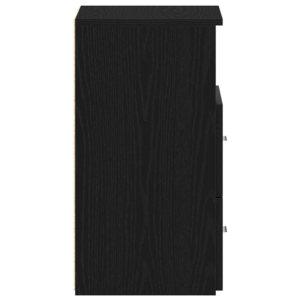 Mesita de Noche con cajón 2 pcs Roble Negro 50 x 32 x 60cm