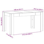 Mesa de Comedor Roble Negro 140 x 74,5 x 76 cm