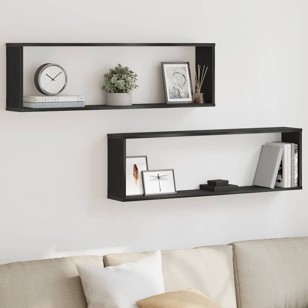 Estantes cúbicos de pared 2 uds madera gris Sonoma 60x15x23 cm