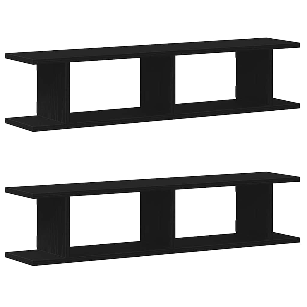 Estantes de pared 2 uds roble negro 90x18x20 cm